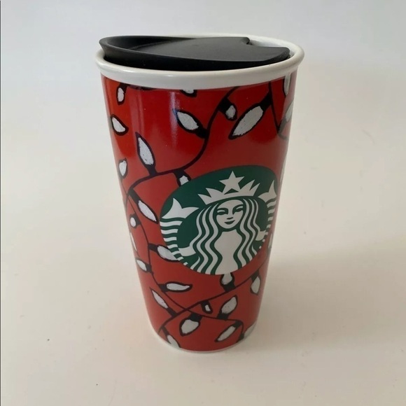 Starbucks Red Ceramic Travel Mug Holiday Christmas - Picture 1 of 5